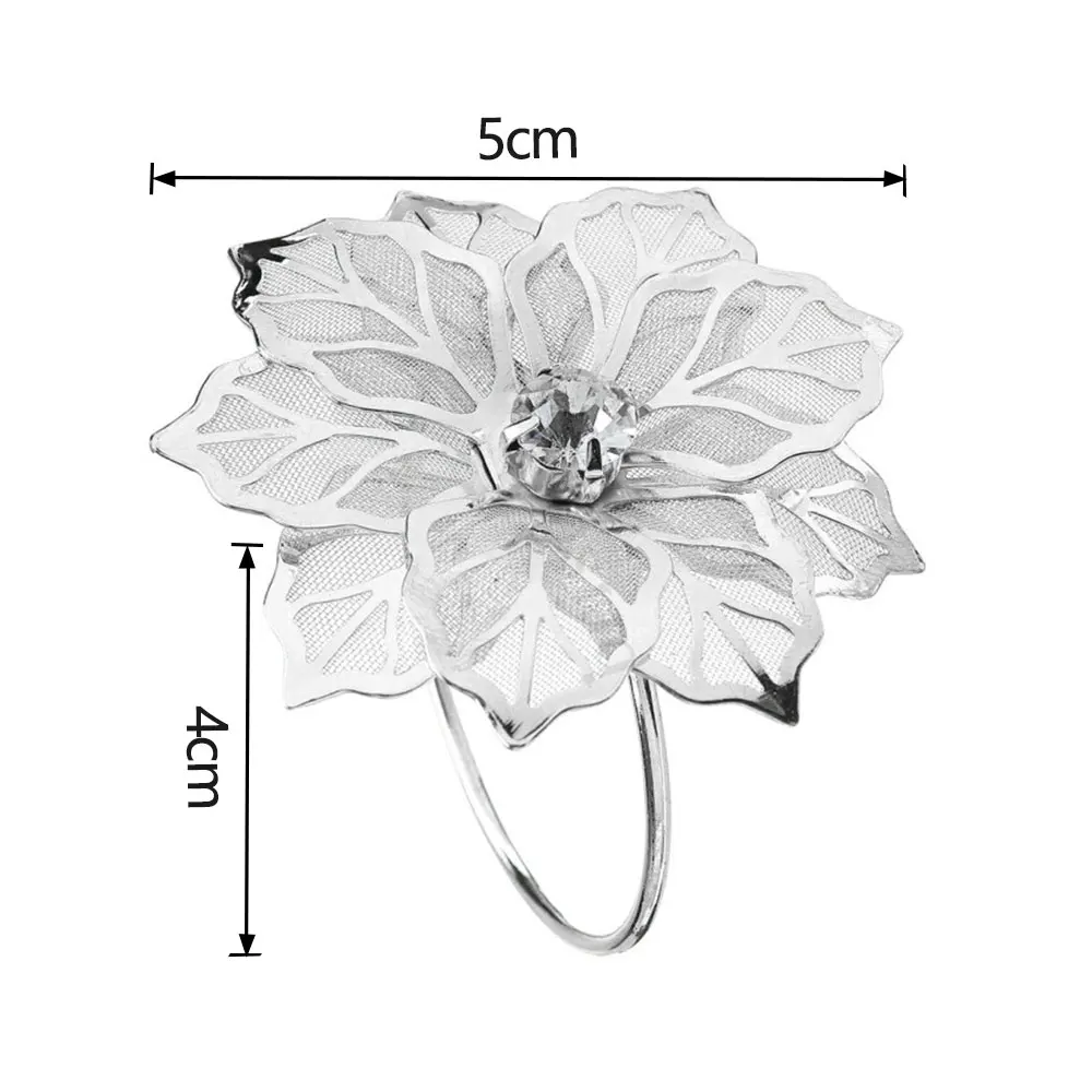 12 шт. цветочные кольца для салфеток из сплава для свадьбы, Рождества, Нового года, вечерние украшения стола, аксессуары, вафельные салфетки, держатель
