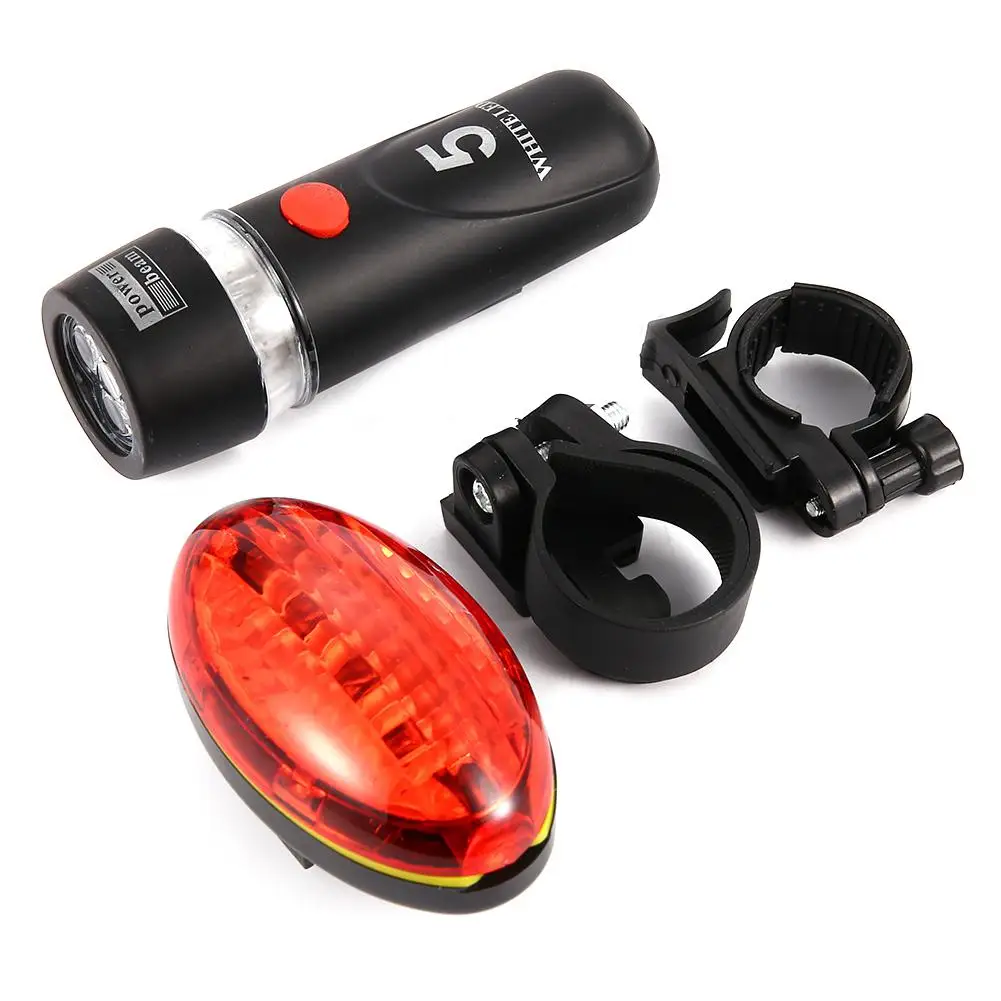 cheap LED Light Riding Flashlight Bike Warning Light Bicycle Head Light W 5 Brte LED + Tail Rear Light Lamp W 5 Red LED
