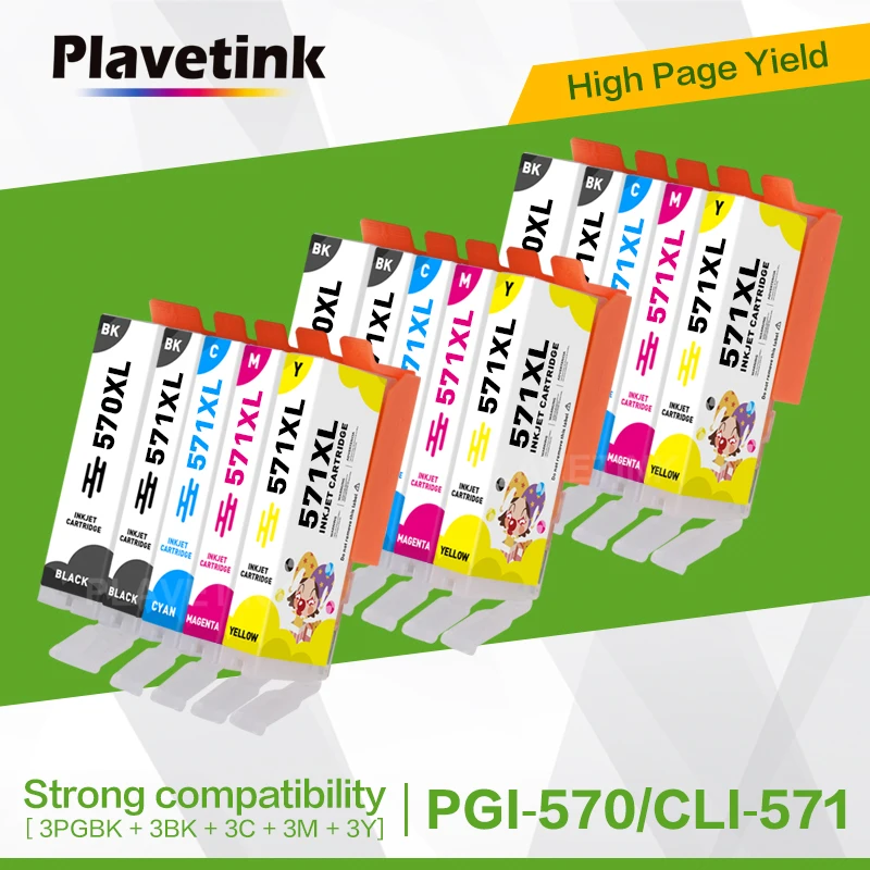 Plavetink 15 шт. PGI570 CLI571 XL совместимый картридж с чернилами для Canon PGI 570 CLI 571 PIXMA TS5050 TS5051 |