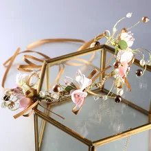 Новые продукты ручной работы невесты Лук цветок Гирлянда подружки невесты лента для волос цветок Детский головной убор Венок Фото аксессуары для волос