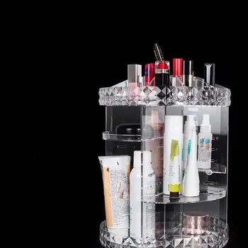 

360degree Rotating Cosmetic Storage Rack 4-layer Desktop Lipstick Rack High Quality Crystal Cosmetic Storage Box