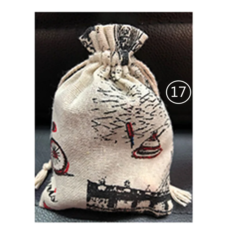 50 шт. Хлопковая Сумка для белья для покупок джутовые рождественские подарочные сумки тканые мешки с Кулиской Женская дорожная сумка для хранения несколько узоров Diy - Цвет: 17