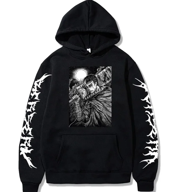 Anime Hoodie Berserk Harajuku Guts Eyes Manga Hoodies Sweatshirt Graphic Winter Pullover Fashion Long Sleeve Men/Women Hoody Black4