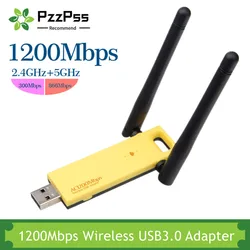 PzzPss – adaptateur WiFi externe sans fil USB 1200, 3.0/5 ghz, 2.4 Mbps, double bande, pour PC de bureau, ordinateur portable, Windows et MAC 