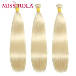 Miss Rola Straight Human Hair Weaving 1/2/3/4 Bundles 613 Honey Blondon Remy Hair Extensions Double Wefts For Ladies