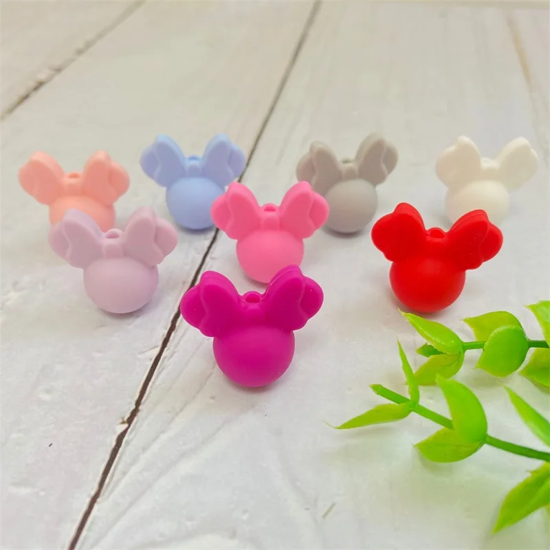 10pcs Silicone Teething Beads Minnie shape Food Grade DIY Necklace Accessories teething toys silicone teething toys baby teething toys silicone beads silicone teether silicone teething beads