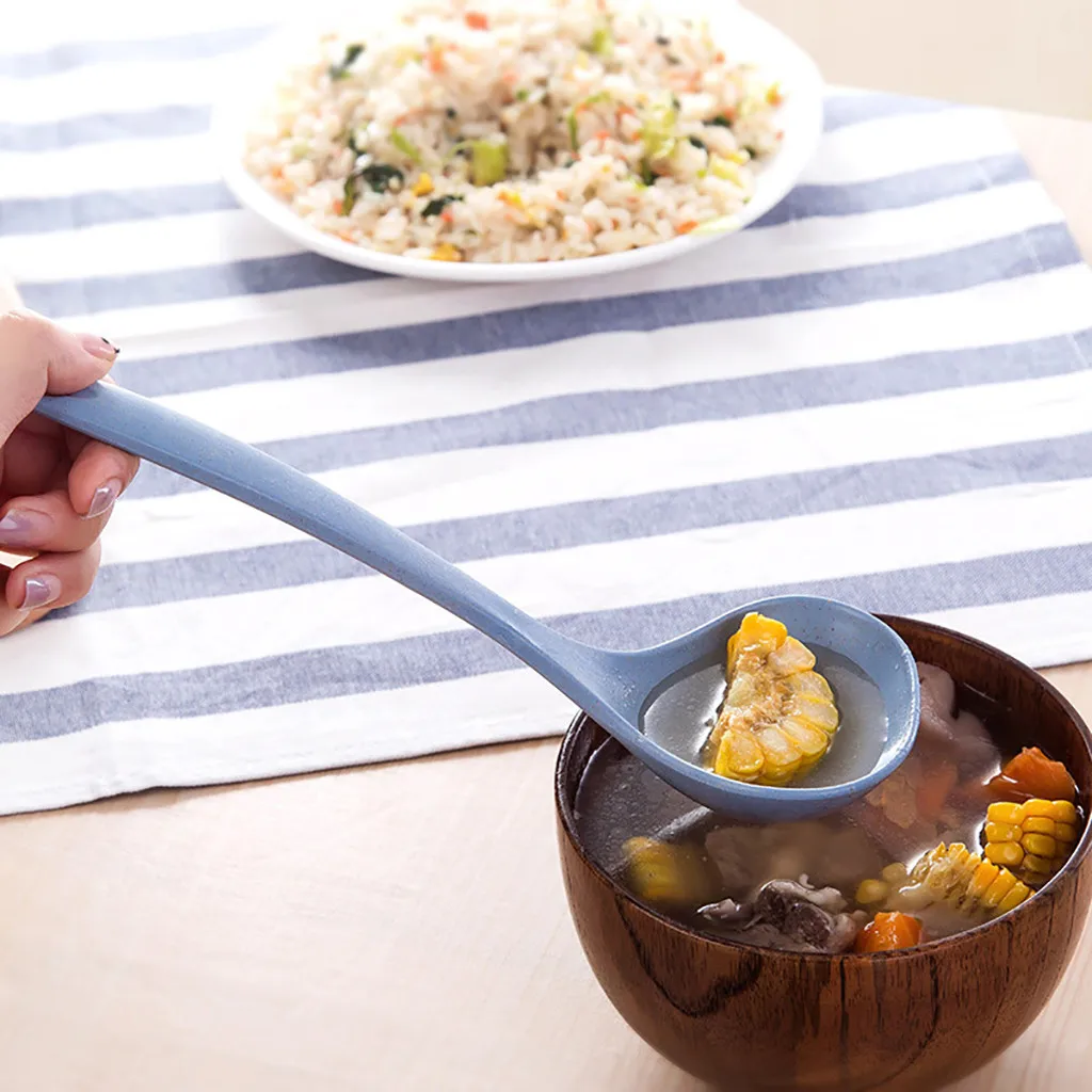 1 шт. Экологичная пшеничная соломенная суповая ложка для риса, обеденная ложка, совок для кухни, столовой, бара, столовые ложки#930