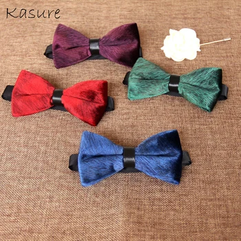 

KASURE Men's Velvet Bow Tie Flannel Groom Marriage Wedding Bowties Shirt Collar Tie Solid Color Necktie For Men