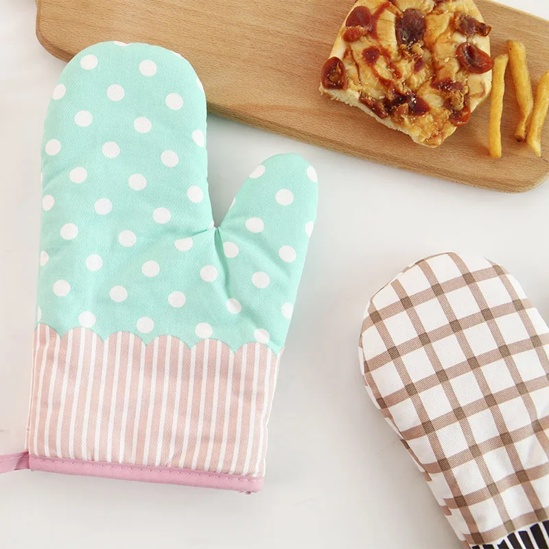 Kitchen Gloves Cotton Pot Holders 1Pcs Anti-scalding Cotton Oven Mitts High Temperature Resistant Gloves Thickened Kitchen Bakeware Tools