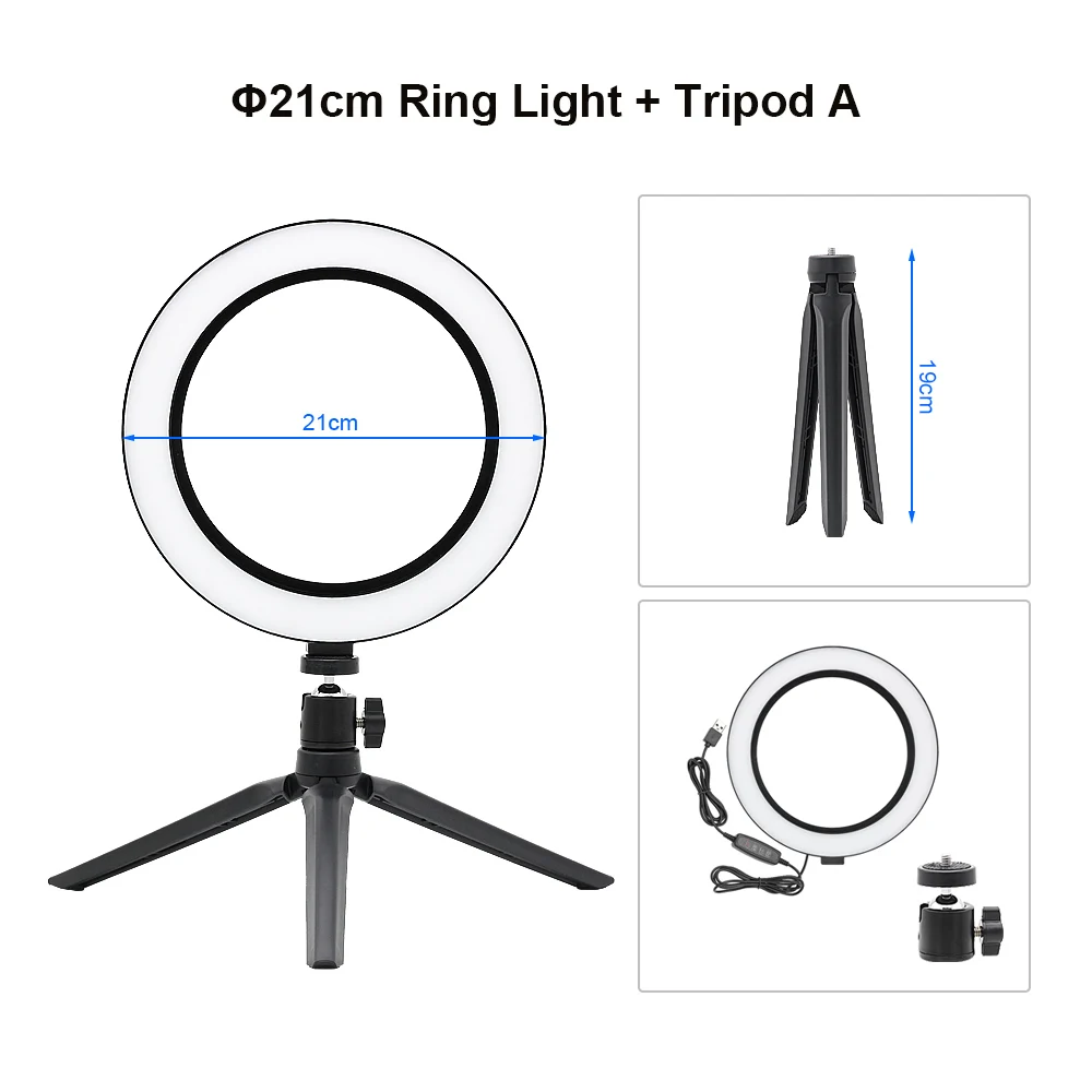 16 см 21 см фотография USB светодиодный селфи кольцо световое кольцо с регулируемой яркостью лампа с настольным штативом подставка для макияжа камеры видео для студий с живым звуком
