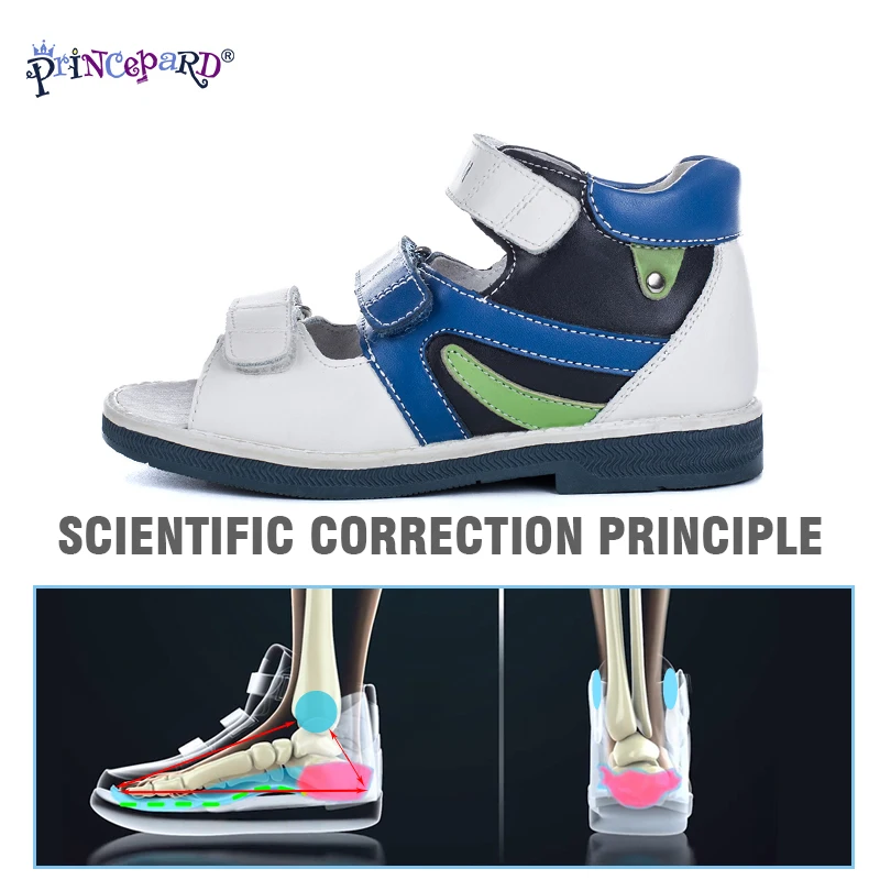 Princepard ортопедическая обувь для детей из натуральной кожи с открытым носком; нескользящие корректирующие сандалии для детей; для маленьких мальчиков