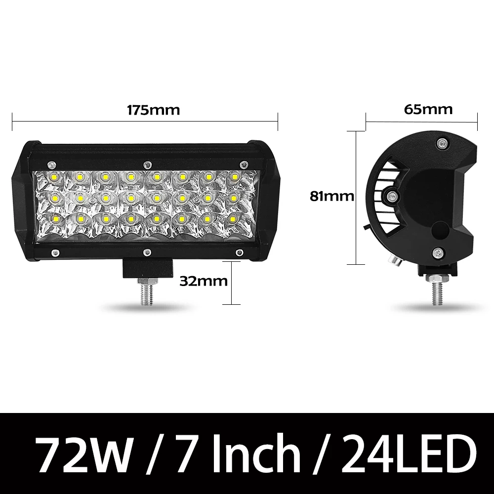 3 Rows 72W CROSSFOX 4 ''7'' 72 Вт Светодиодный светильник для 4x4 внедорожника, вездехода, трактора, грузовиков, рабочие огни 12 В, 24 В, точечная комбинированная Светодиодная лампа-прожектор для лодки - Цвет: 3 Rows 72W