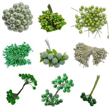 

Green White Flower Cherry Stamen Berries Bundle DIY Christmas Wedding Birthday Party Decoration DIY Wreath Craft Flower Stamen