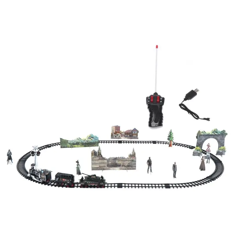 1 набор, модель поезда, игрушка, электрический, интересный, пластик, пульт дистанционного управления, автомобиль, путь, поезд, трек, игрушки, развивающие игрушки для детей - Цвет: Military Pattern