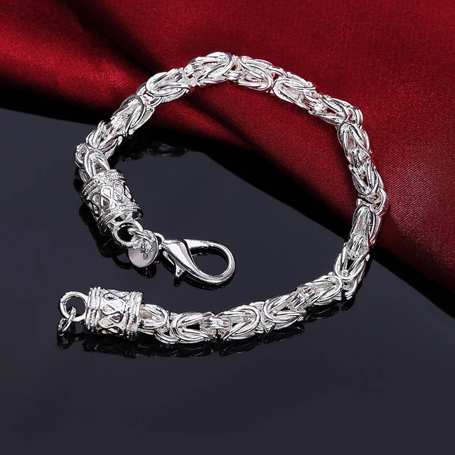 Wholesale 925 Silver Bracelets Jewelry Chain Women Lady Men 6mm 4mm High Quality Valentine Gift