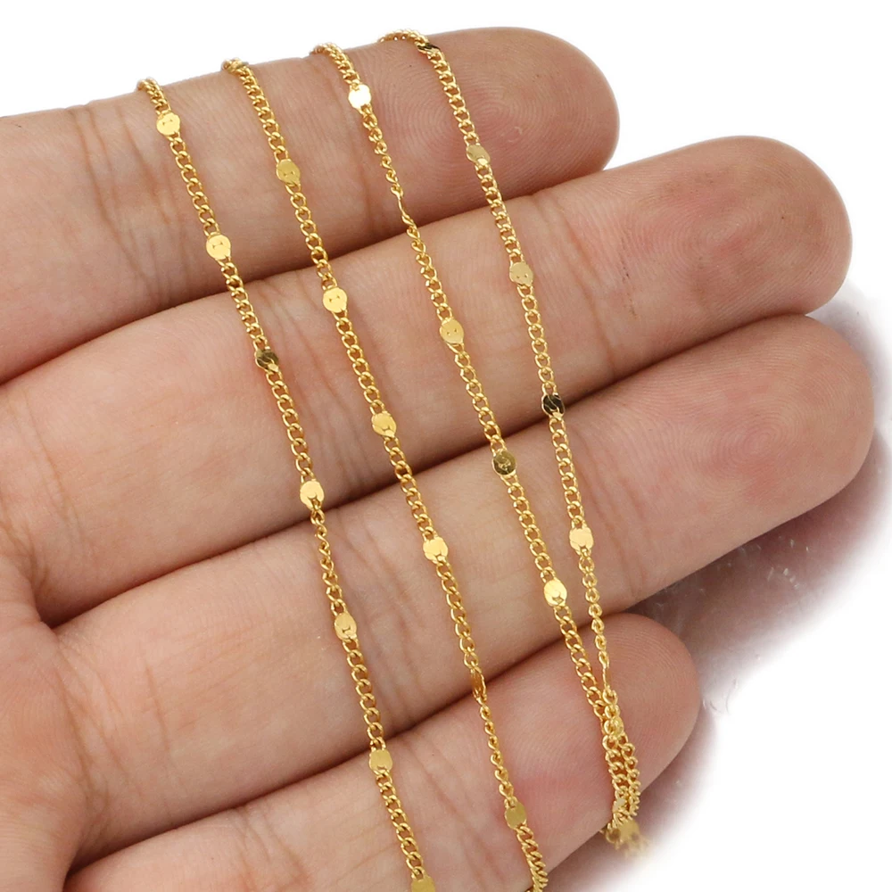 2Meter Width 1.5mm Stainless Steel Gold Press Rounding Chains for Earring Anklet Necklace Jewelry Making DIY Handcrafts Supplies