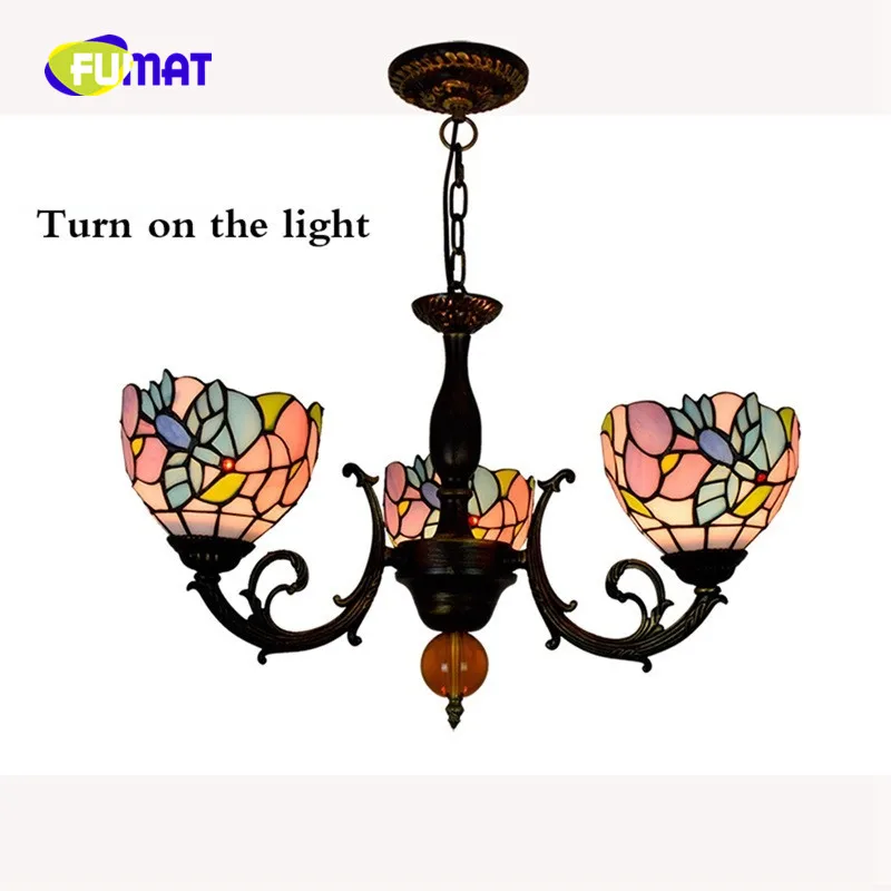 FUMAT Tiffanylamp люстра освещение витражное стекло цветок тени блеск освещение приспособление кухонный светодиодный современный подвесной потолочный светильник