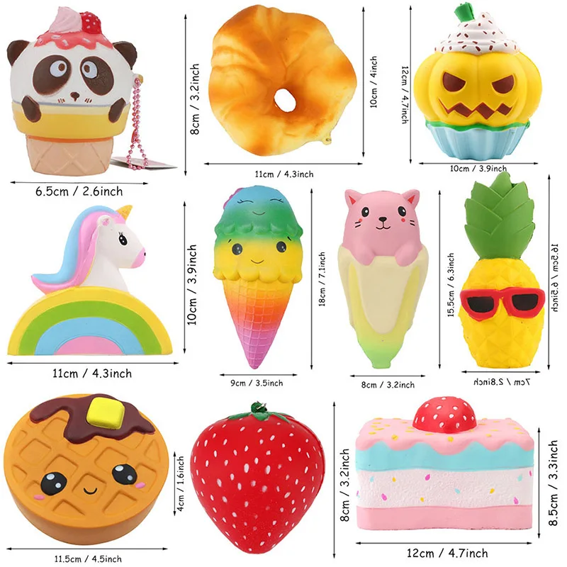 Мягкие медленно поднимающиеся игрушки антистресс Kawaii животных Моделирование еда модель клубника мороженое Единорог торт мягкие игрушки для детей
