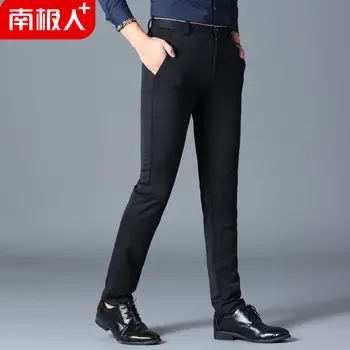 

2020 Suit Pants Fashion Elegant Mens Dress Pants Solid Color Straight Long Trousers Men's Slim Fit Formal Trousers Black