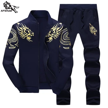 

New Men's Set Spring Autumn Man Sport 2 Piece Sets Sport Suit Jacket + Pants Tracksuit Male Tracksuit Asian Size M-4XL
