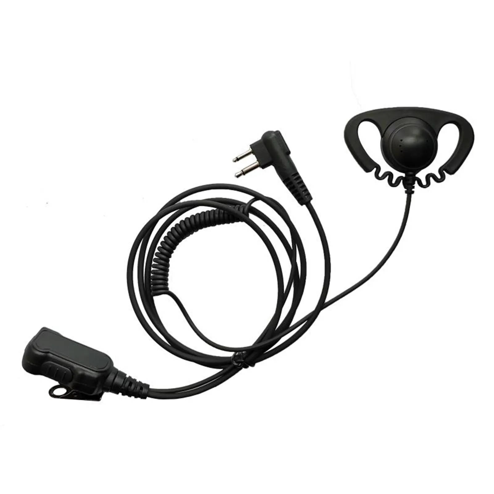 D-Shape Walkie Talkie Earpiece, Mic, PTT for Motorola, Kenwood, Two Way Radio