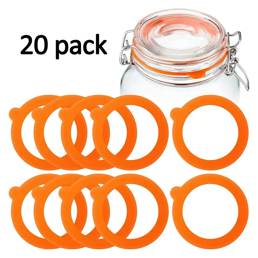 20 Pack Silicone Replacement Gasket Airtight Rubber Seals Rings For Mason Jar Lids Leak-proof Canning For Glass Clip Top Jars O