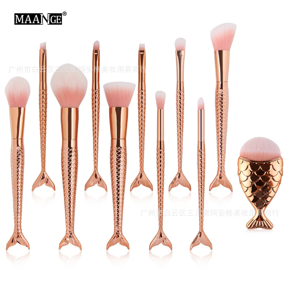 

Hot Sales Maange 11 Rose Gold Mermaid Makeup Brush Set Beauty Tool