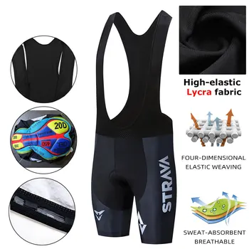 

STRAVA Pro Team 2019 New Cycling 20D GEL Pad Bib Shorts MTB Quick Dry Breathable Padded Sport Bicycle Wear Bicycle LICRA
