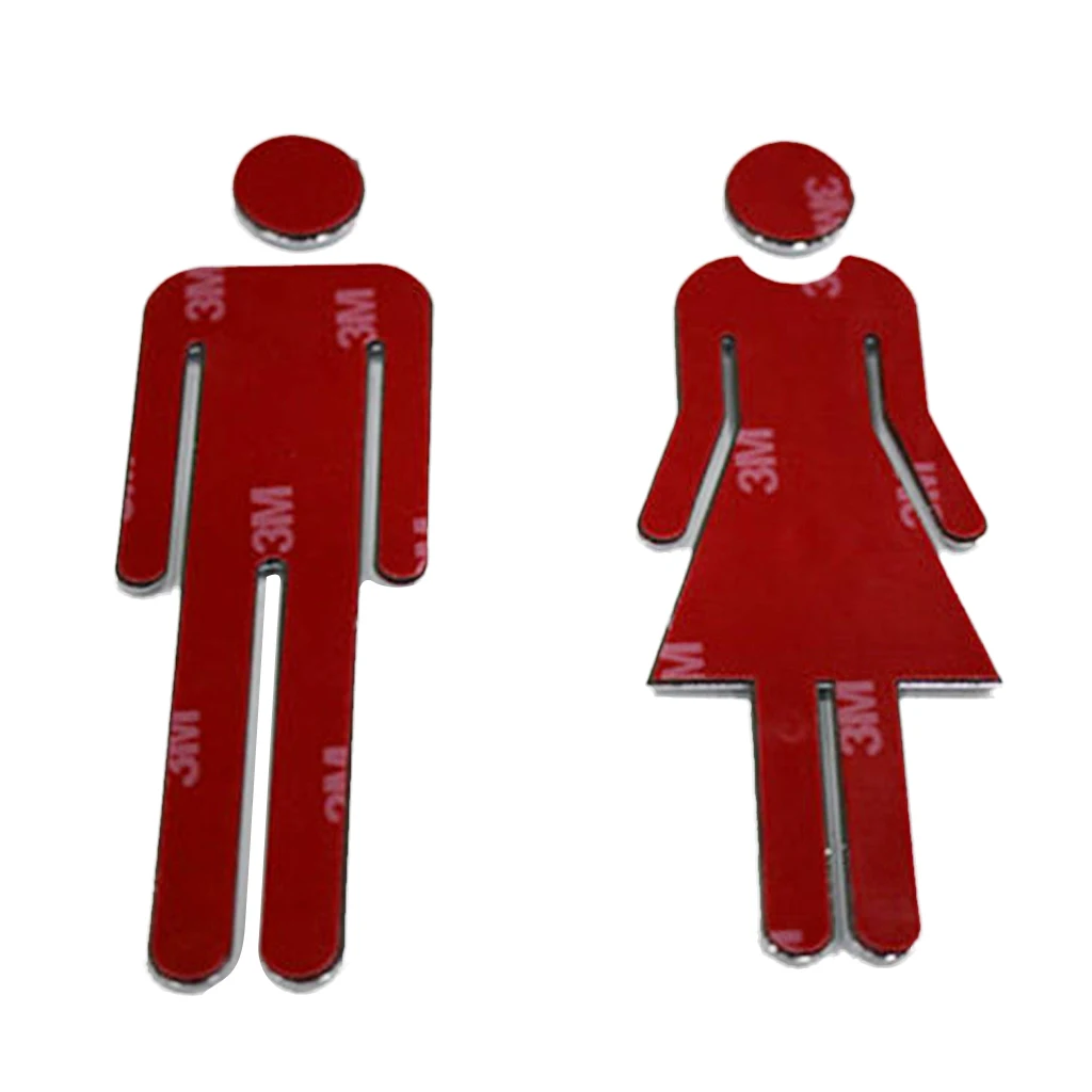 WC Toilet Restroom Washroom Door Signs Signboard Poster MAN & WOMAN Set