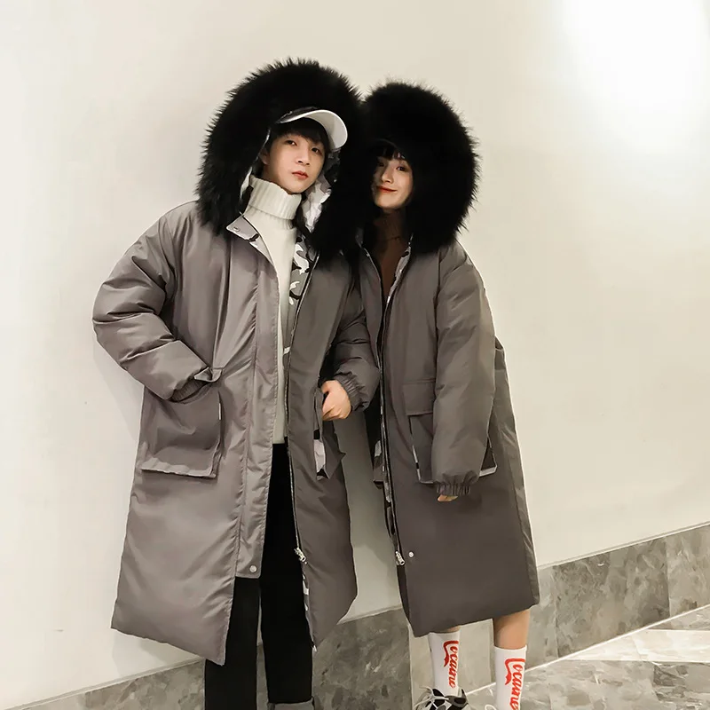 

Solid Color 2018 Winter New Style Mid-length Casual Fashion Comfortable Loose-Fit with Cotton-padded Clothes Hooded with Model F