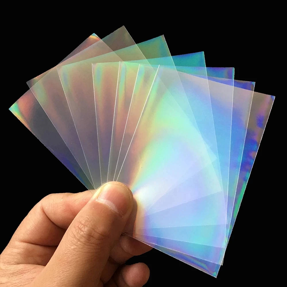 100pcs/lot Broken Glass Rainbow YGO Transparent Laser Clear Sleeves Korea Idol Photo Holographic Protector Cards Shield Cover 50 pcs card sleeves cover transparent badge holder id protector clear work cards