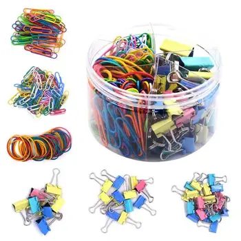 

240pcs Stationery Set Practical Portable Durable Metal Binder Clips File Clip with Rubber Bands for Office School Home