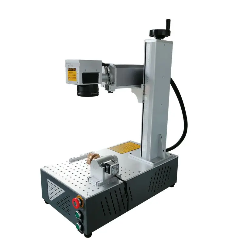 

Raycus 30w fiber laser marking machine 150*150mm 200*200mm all in one laser marking machine for metal with rotary axis