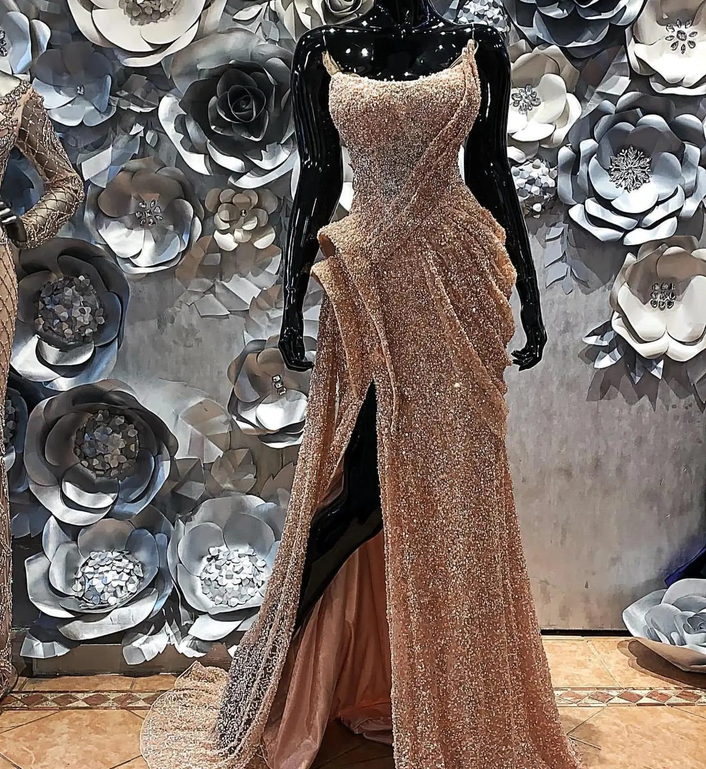 African Gold Sequined Mermaid Prom Dresses Strapless Neck High Split Evening Gowns Vintage Sexy Formal Party Dress | Свадьбы и