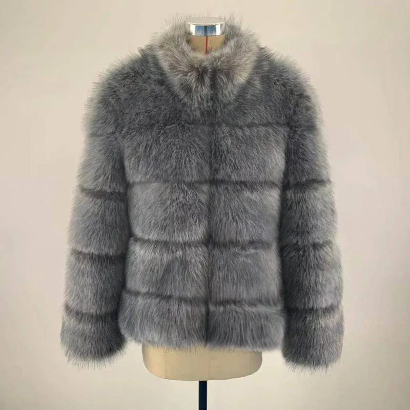 sliver fox fur coat Тренд лоскутное пальто из искусственного лисьего меха Элегантный женский зимний теплый толстый ворсистый жакет пальто модное уличное лохматое пальто женское - Цвет: sliver fox fur coat
