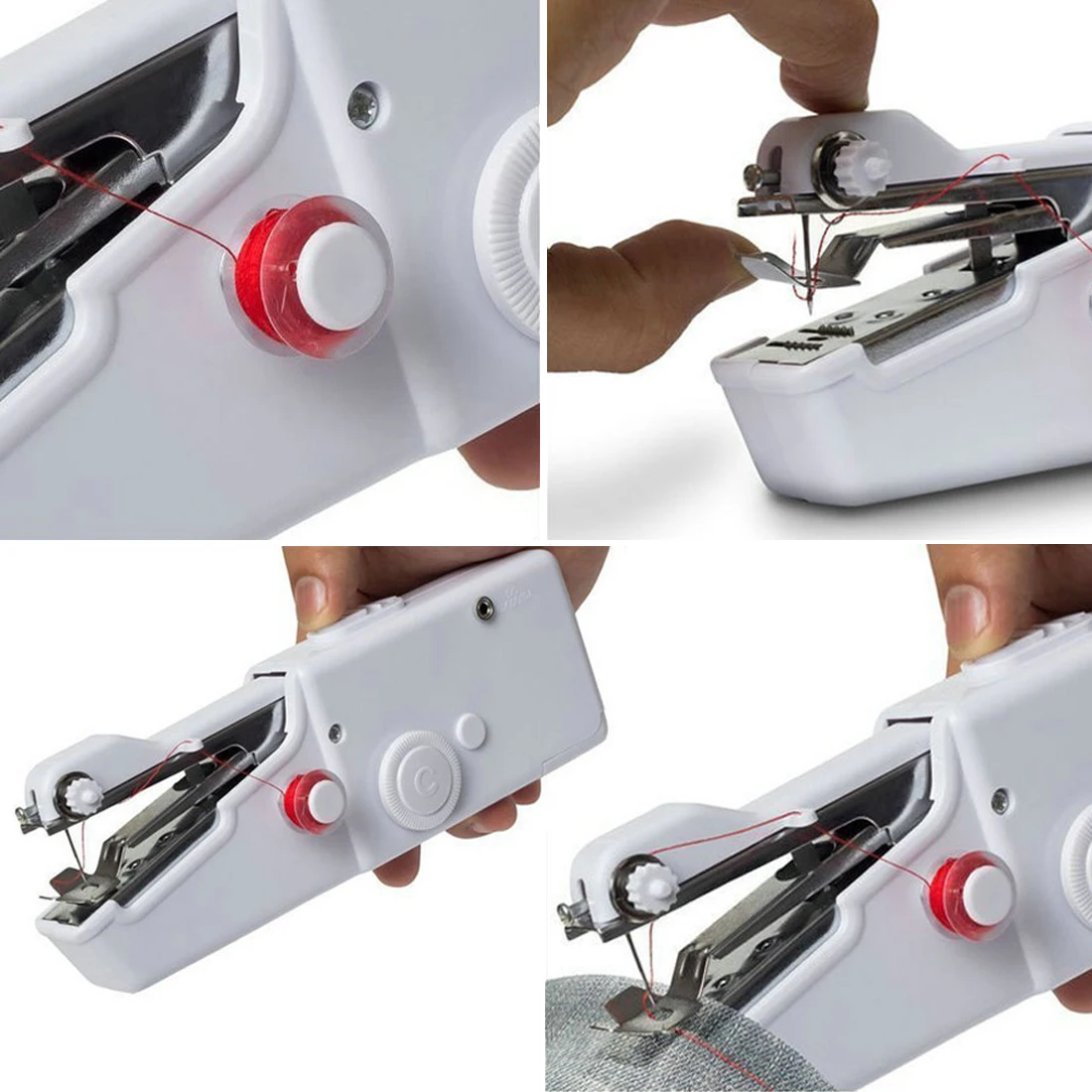 1pc Portable Household Mini Hand Sewing Machine Quick Stitch Sew Needlework Cordless Clothes Fabrics Electronic Sewing Machine