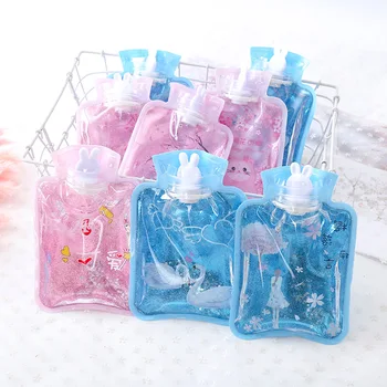 

Cute Transparent Hot Water Bottle Warm Belly Treasure Cartoon Hand Warmer Filled Mini Explosion-proof Portable Hot Water Bags