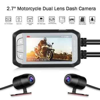 

2.7" 130 Degree PIP Motorcycle Recorder Dual Lens Front & Rear 1080P Dash Cam DVR Recorder G-sensor Night Vision Driving Camera