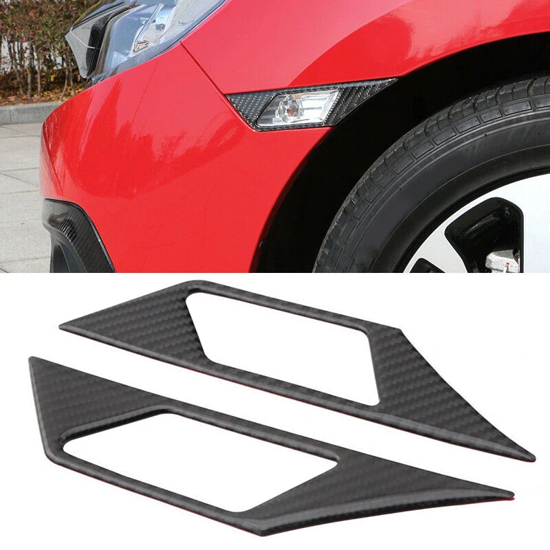 

2Pcs Carbon Fiber Car Side Signal Turn Lamp Sticker Light Turning Light Cover Trim Sticker Fit For Honda Civic 10th