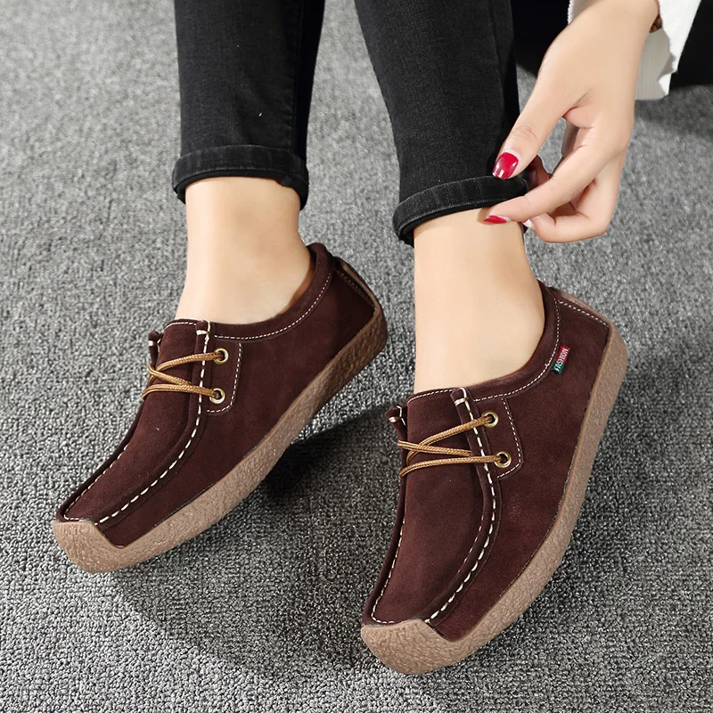 Women Shoes Flats Leather Sneakers Women 2020 Comfortable Female Casual Walking Footwear Fashion Large Size Loafers Shoes Women - Image 4