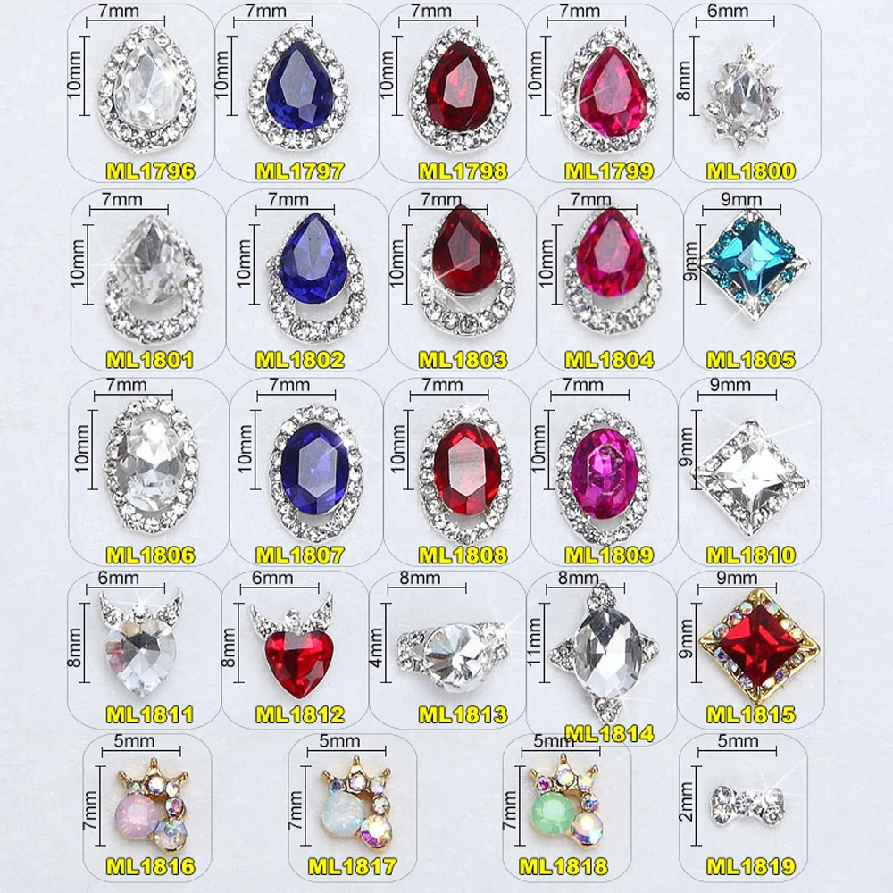ML1796-1816-Hollow-Gem-Glitter-Rhinestones-3d-Metal-Alloy-Nail-Art-Decorations-New-Arrive-Alloy-Nail