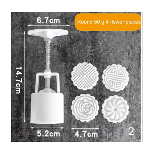 Square/Round Mooncake Mold Hand Pressure Maker Mould with Flower Stamps Plastic Cookies Cutter LBShipping - Цвет: 2