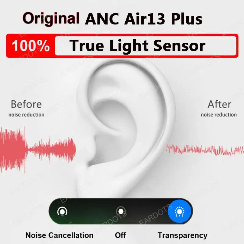 Air13 Plus ANC TWS True Light Sensor Wireless Earphone Bluetooth 5.0 Earphone Ultra bass Earphone PK Air12 Plus i900000 Pro Max