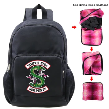 

Sac A Dos Foldable Backpack TV Show Mochila Riverdale Backpacks Travel Folding Bag Portable South Side Serpents Kpop Bookbag
