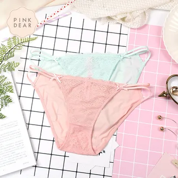 

Sweet Macarons European and American Thin Lace Mesh Stitching Low Waist Briefs Underwear Women Braguitas Mujer Calcinha Feminina