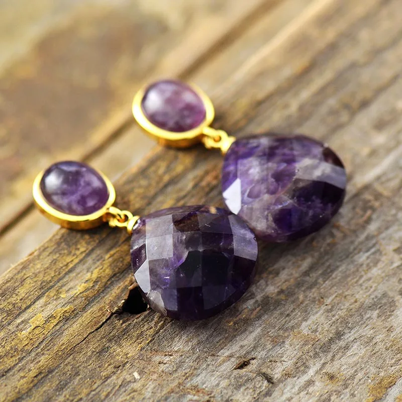 Exquisite Drop Earrings Amethysts Teardrop Dangle Earring Women Semiprecious Stones Jewelry Bijoux Dropshipping - Image 4