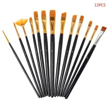 13 шт./компл. акварель гуашь Краски кисти разных Форма круглым заостренным кончиком набор нейлоновых волосяных Краски ing кисти комплект, принадлежности для живописи