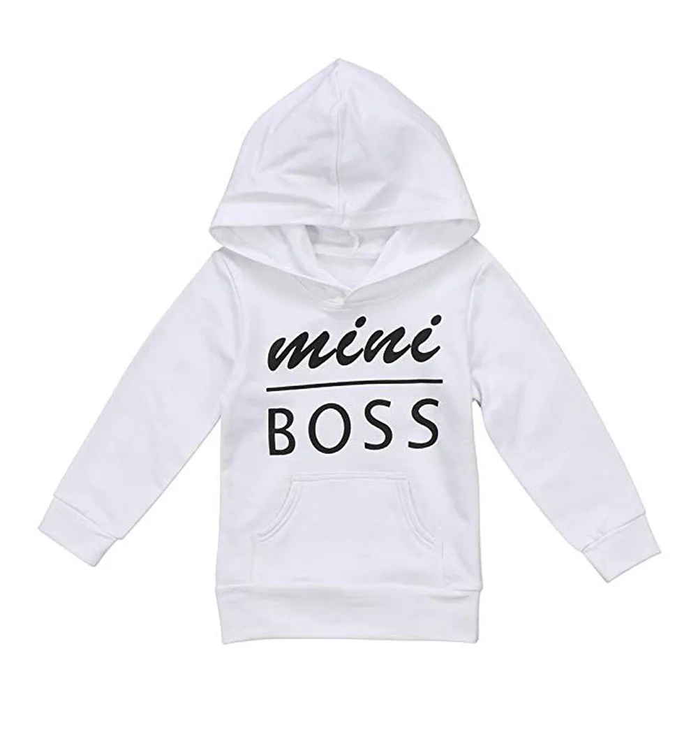 Pudcoco детское мини платье с надписью boss печати капюшоном и карманами футболка