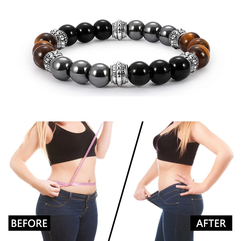 

Unisex Bracelet Slimming Natural Magnetic Hematite Stone Weight Loss Fat Burning Anti Cellulite Man Woman Therapy Health Care