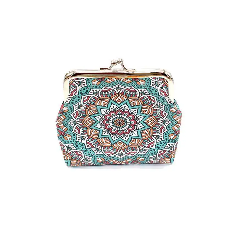 Retro Ethnic Style Printing Women's Coin Purse Geometric Mini Clasp Closure Wallet Coin Pouch Creative Pattern Bags Dropshipping - Цвет: Бежевый